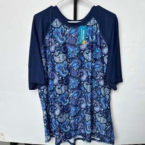 Halcurt Women's Short Sleeve Rash Guard Swim Shirt Built-in Bra 3X